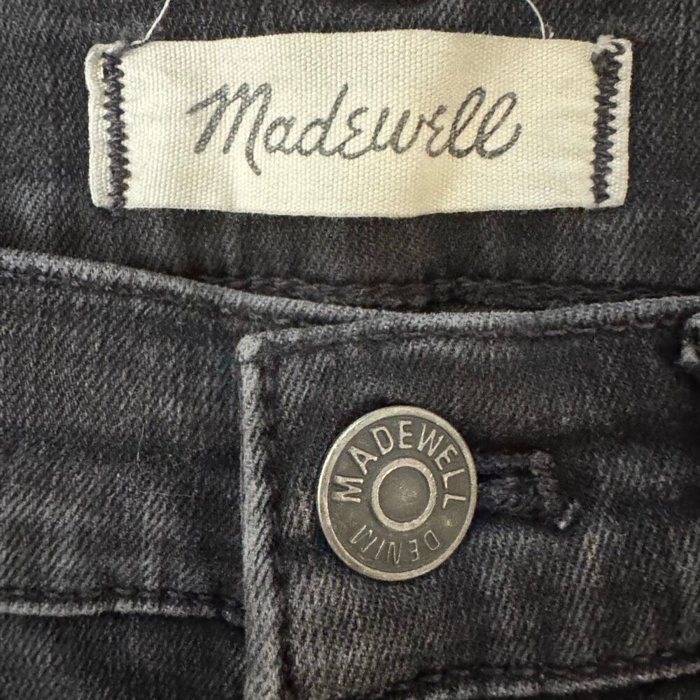 Madewell 10” High Rise Skinny Jeans Button Fly Black Raw Hem Size 25 - Picture 4 of 6